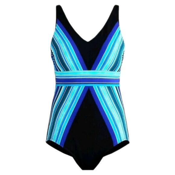 Embrace Your Curves Miracle Brands Women's L Georgia 1pc Swimsuit High Tide NWT - Picture 5 of 6